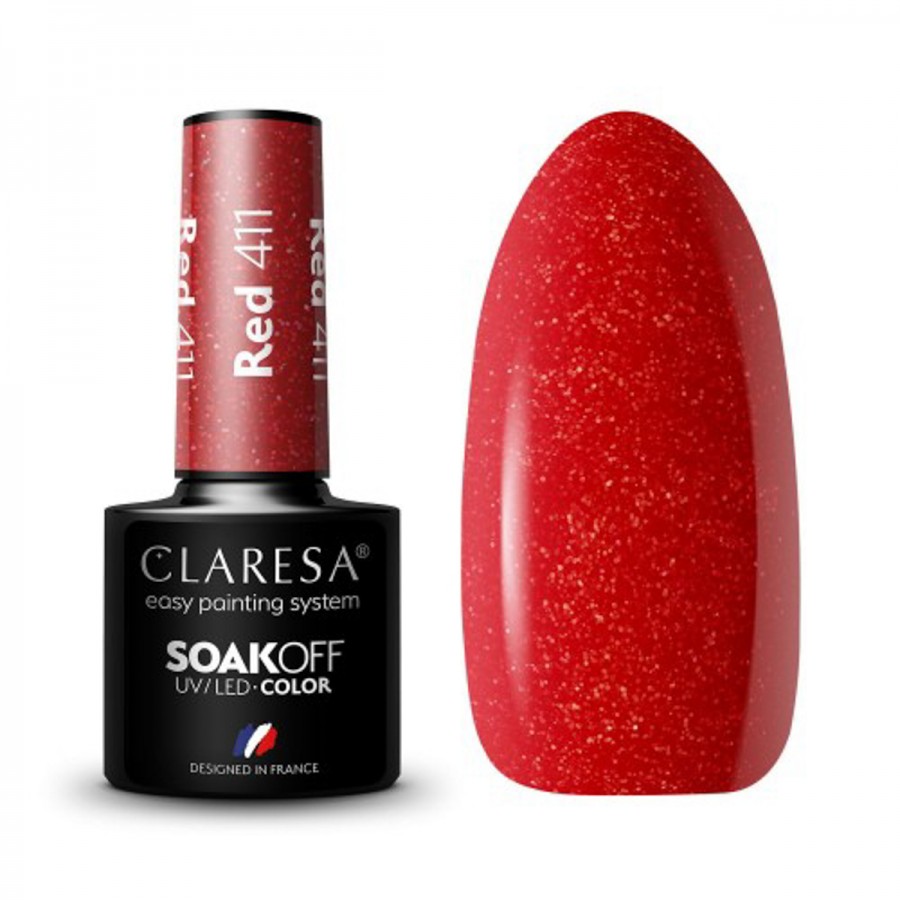 CLARESA hibridinis nagų lakas RED 411 -5g