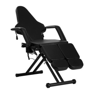 Profesionali elektrinė tatuiruočių salono kėdė/lova PRO INK 610, juodos spalvos