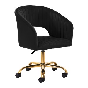 4Rico grožio salono kėdė su ratukais QS-OF212G, juodas aksomas