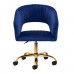 4Rico grožio salono kėdė su ratukais QS-OF212G, mėlynas aksomas