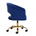 4Rico grožio salono kėdė su ratukais QS-OF212G, mėlynas aksomas