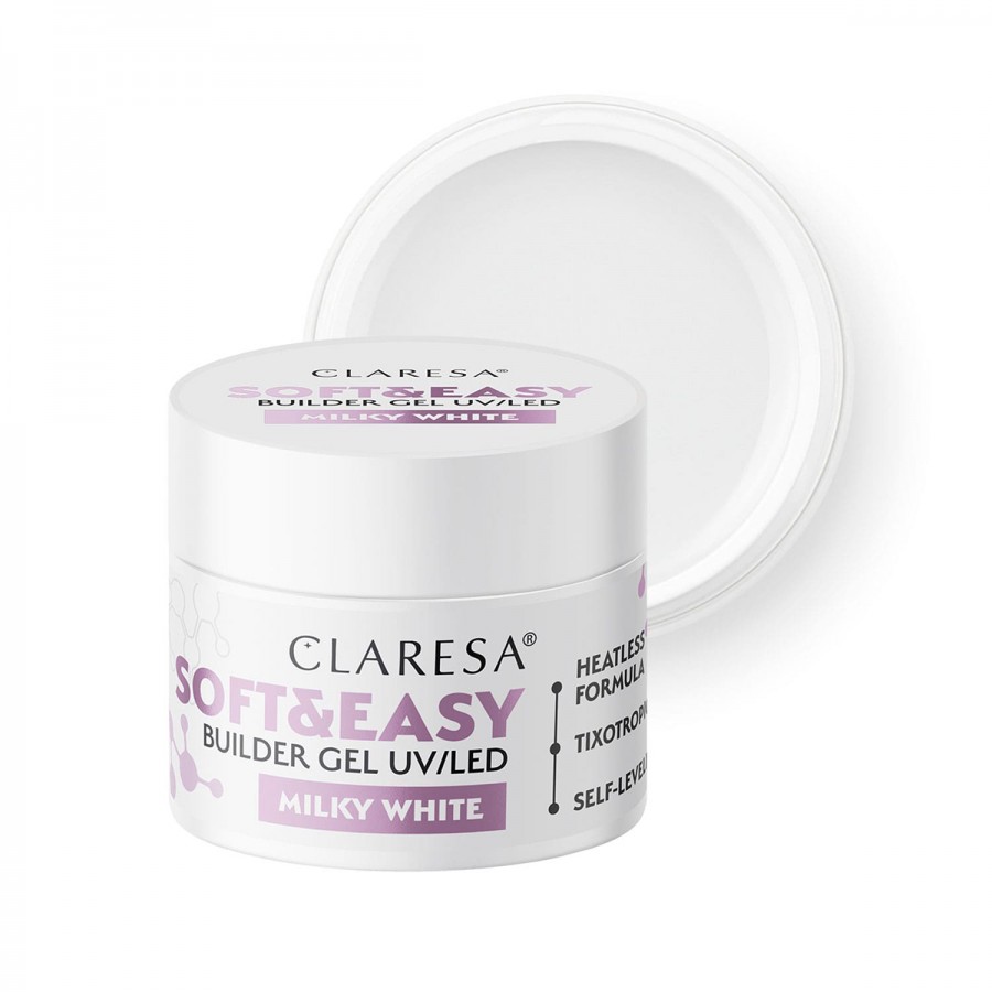CLARESA statybinis gelis nagū priauginimui MILKY WHITE, 45g