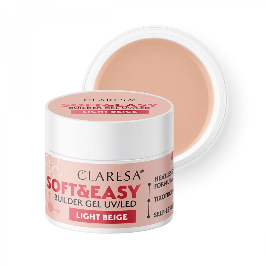 CLARESA statybinis gelis nagų priauginimui LIGHT BEIGE, 45 g