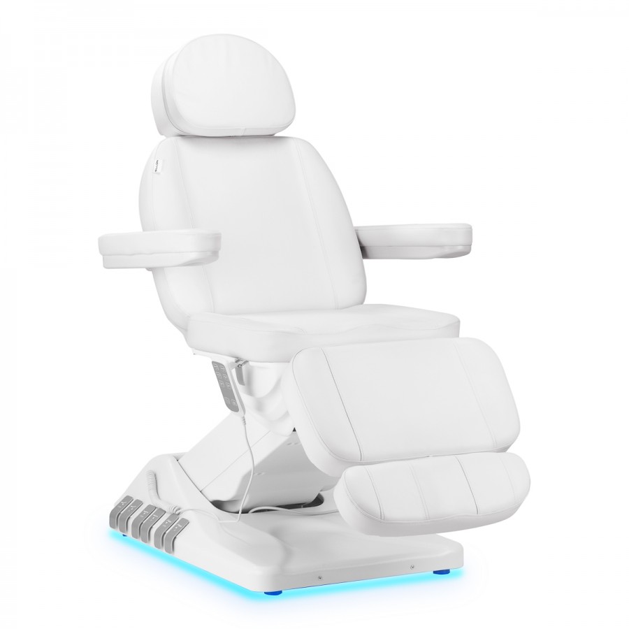 Profesionalus elektrinis gultas-lova kosmetologams SILLON LUXURY (3 varikliai + valdymas pedalais), baltos spalvos
